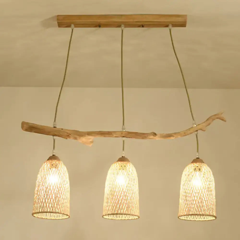 Wood Rattan Pendant Light