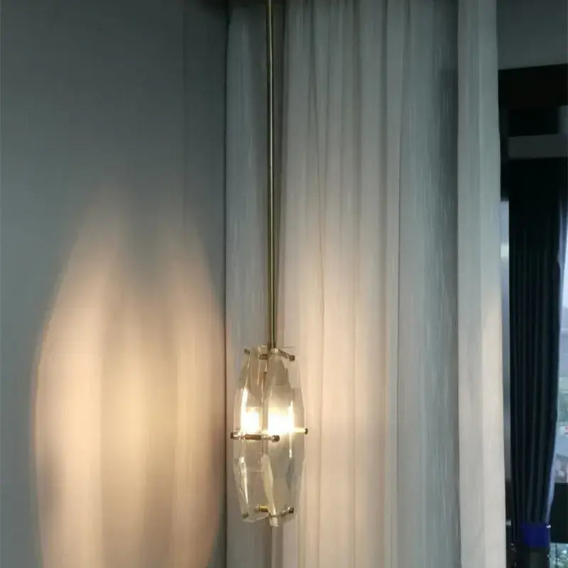 Gold Crystal Faceted Bedroom Pendant Lamp