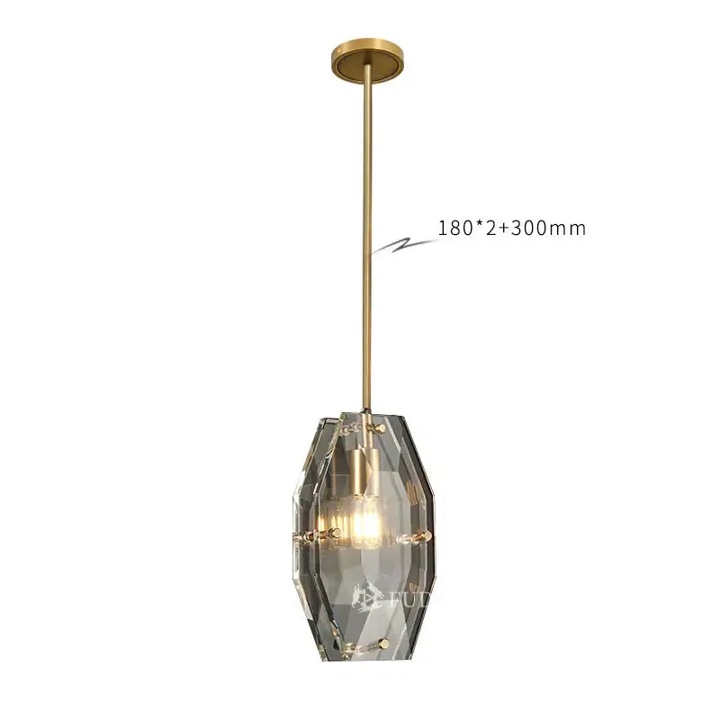 Gold Crystal Faceted Bedroom Pendant Lamp