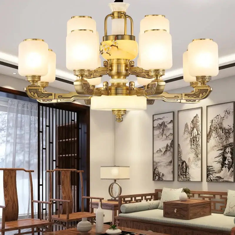 Gold Jade Chandelier Light