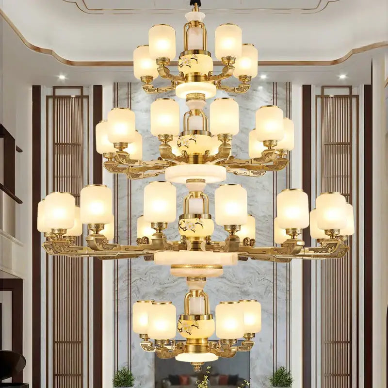 Gold Jade Chandelier Light