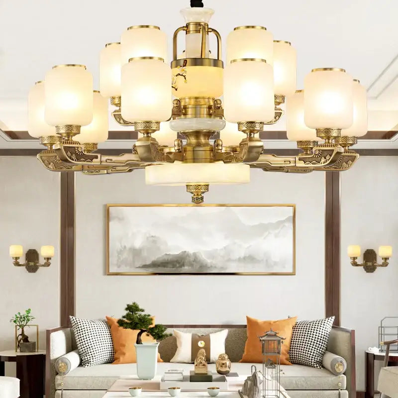 Gold Jade Chandelier Light