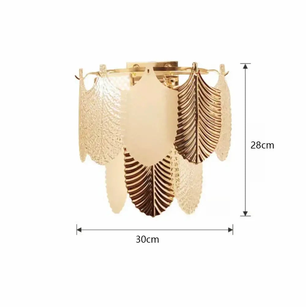 Gold Leaf Crystal Chandelier Polished Steel