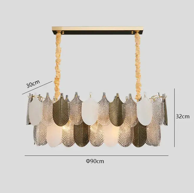 Gold Leaf Crystal Chandelier Polished Steel