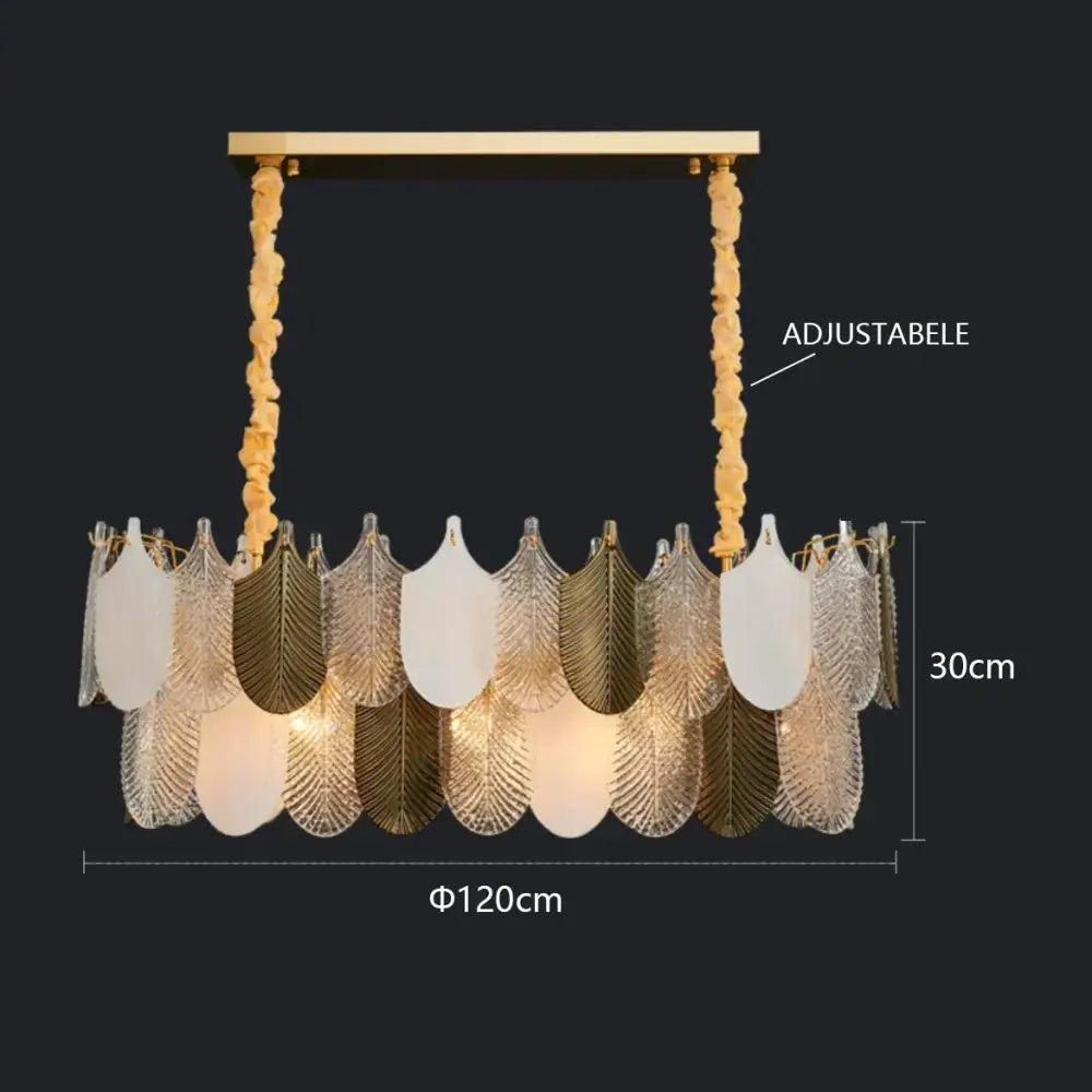 Gold Leaf Crystal Chandelier Polished Steel