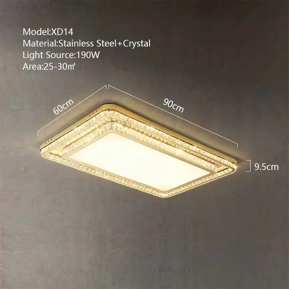 Gold LED Ceiling Chandelier Rectangular Design