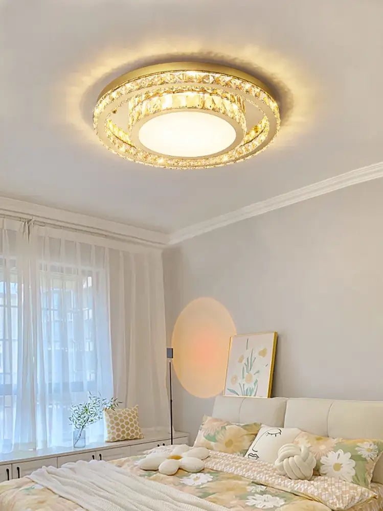 Gold LED Ceiling Chandelier Rectangular Design
