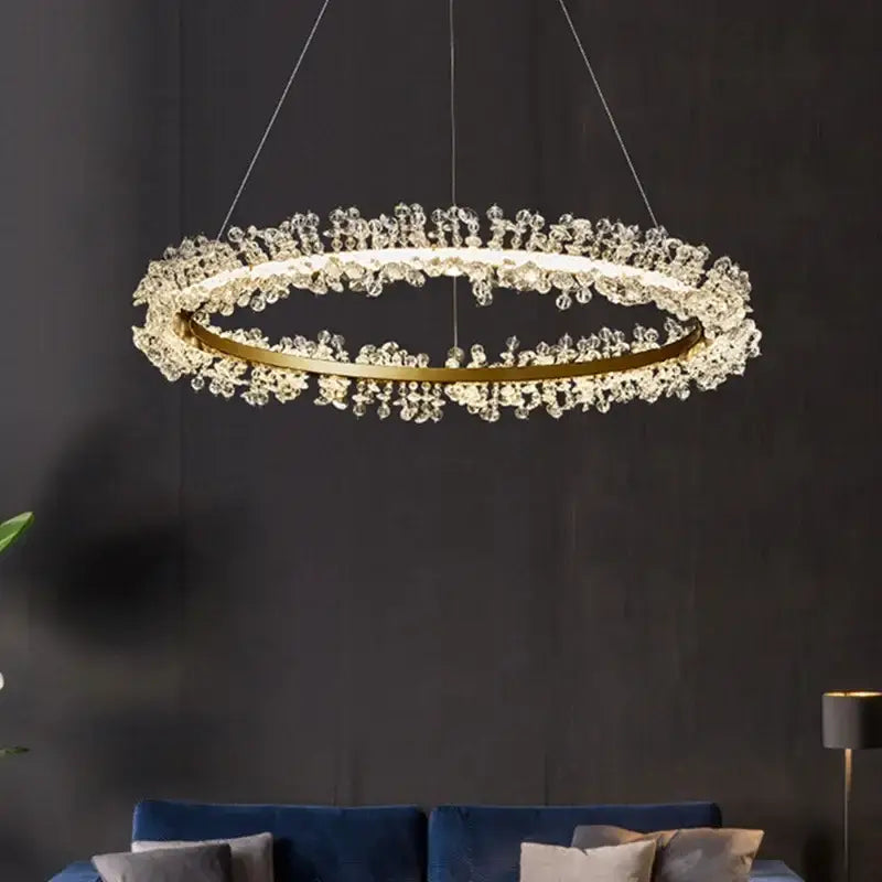 Crystal Gold Ring 100cm Chandelier