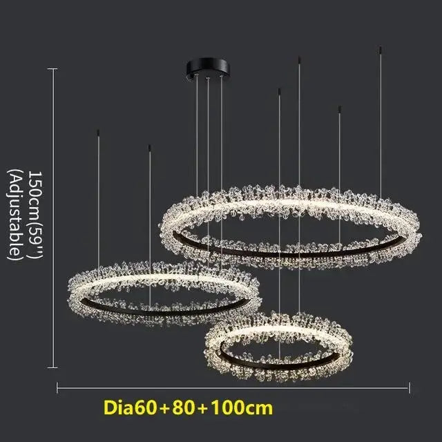 Crystal Gold Ring 100cm Chandelier