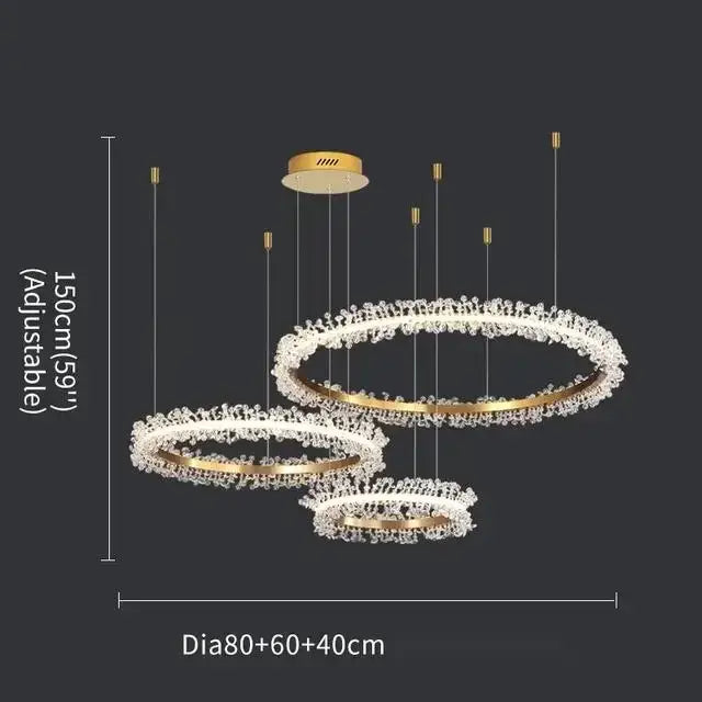 Crystal Gold Ring 100cm Chandelier