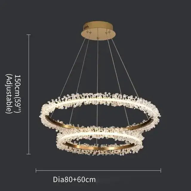 Crystal Gold Ring 100cm Chandelier