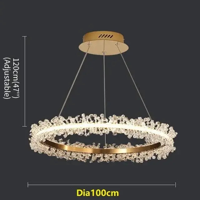 Crystal Gold Ring 100cm Chandelier