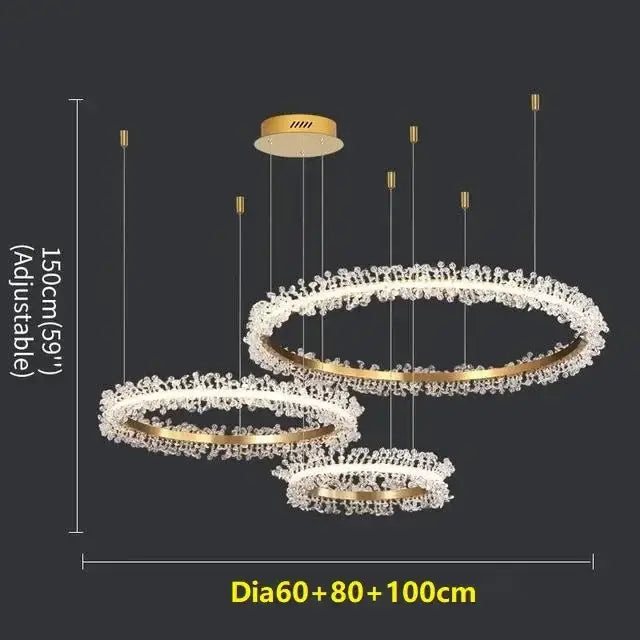Crystal Gold Ring 100cm Chandelier