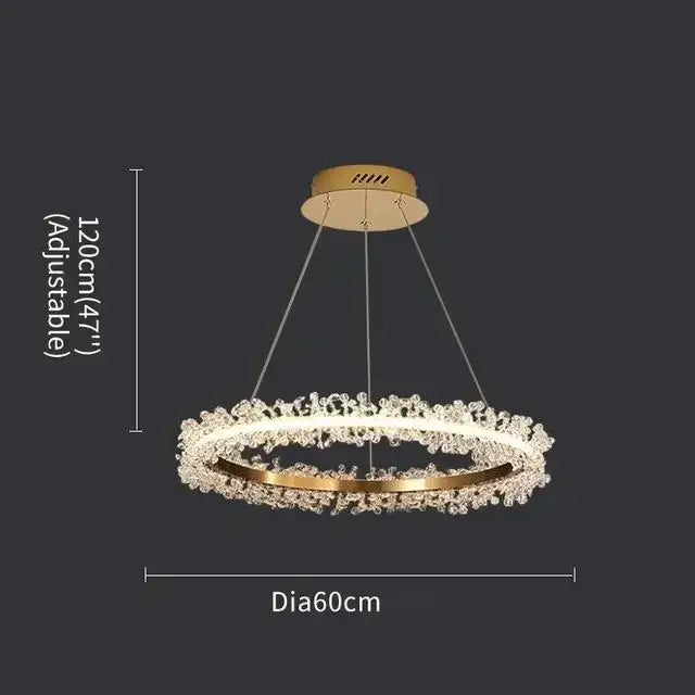 Crystal Gold Ring 100cm Chandelier