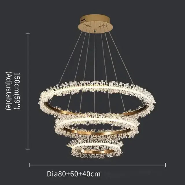 Crystal Gold Ring 100cm Chandelier