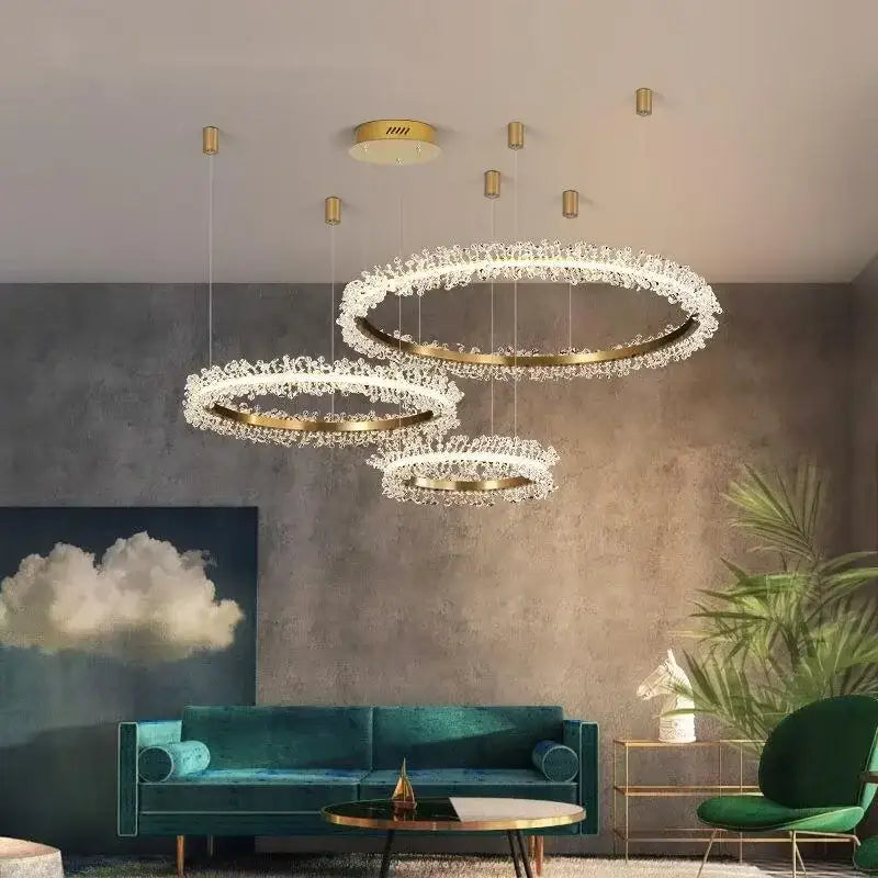 Crystal Gold Ring 100cm Chandelier