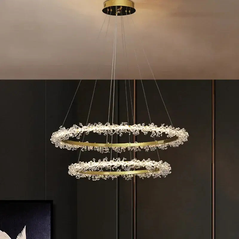 Crystal Gold Ring 100cm Chandelier