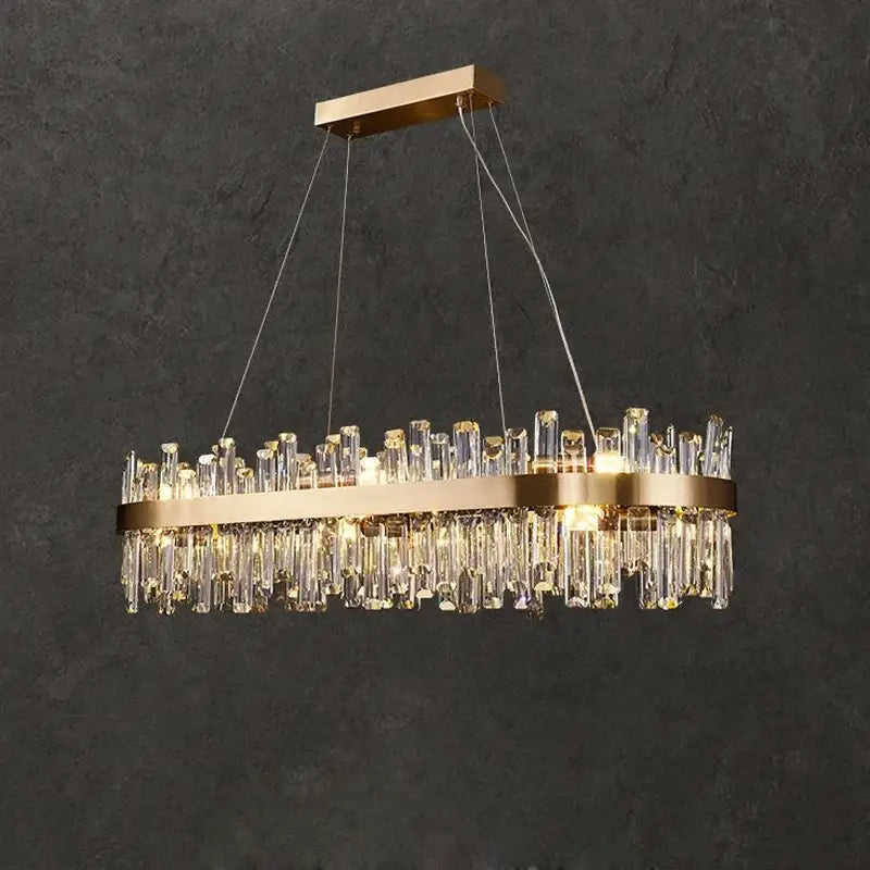 Gold Crystal LED Chandelier Oval 150cm