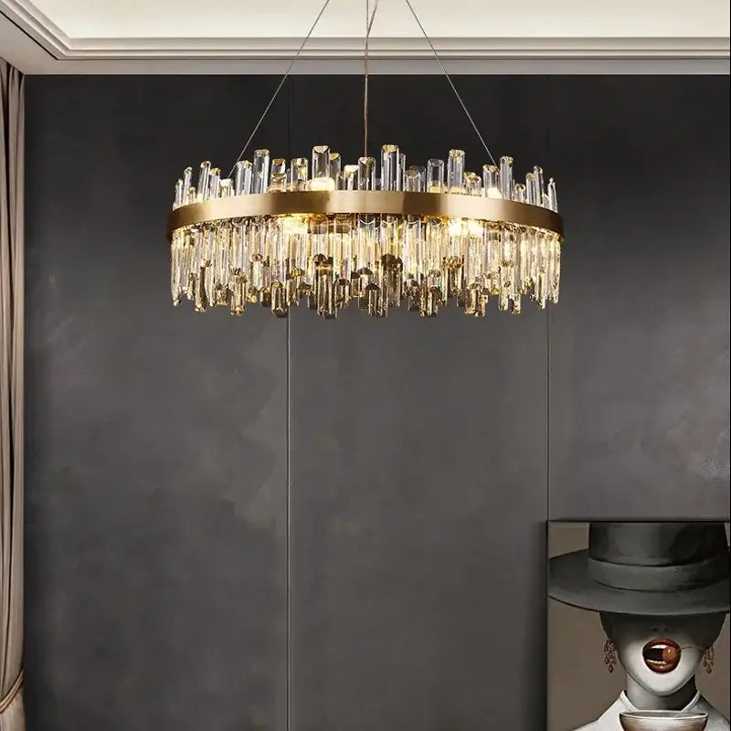 Gold Crystal LED Chandelier Oval 150cm