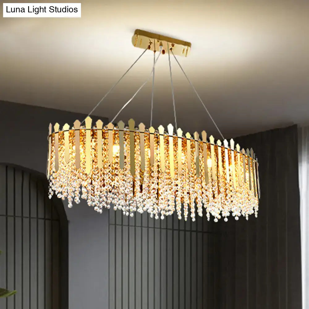 Gold Elliptical Crystal Bead Island Light