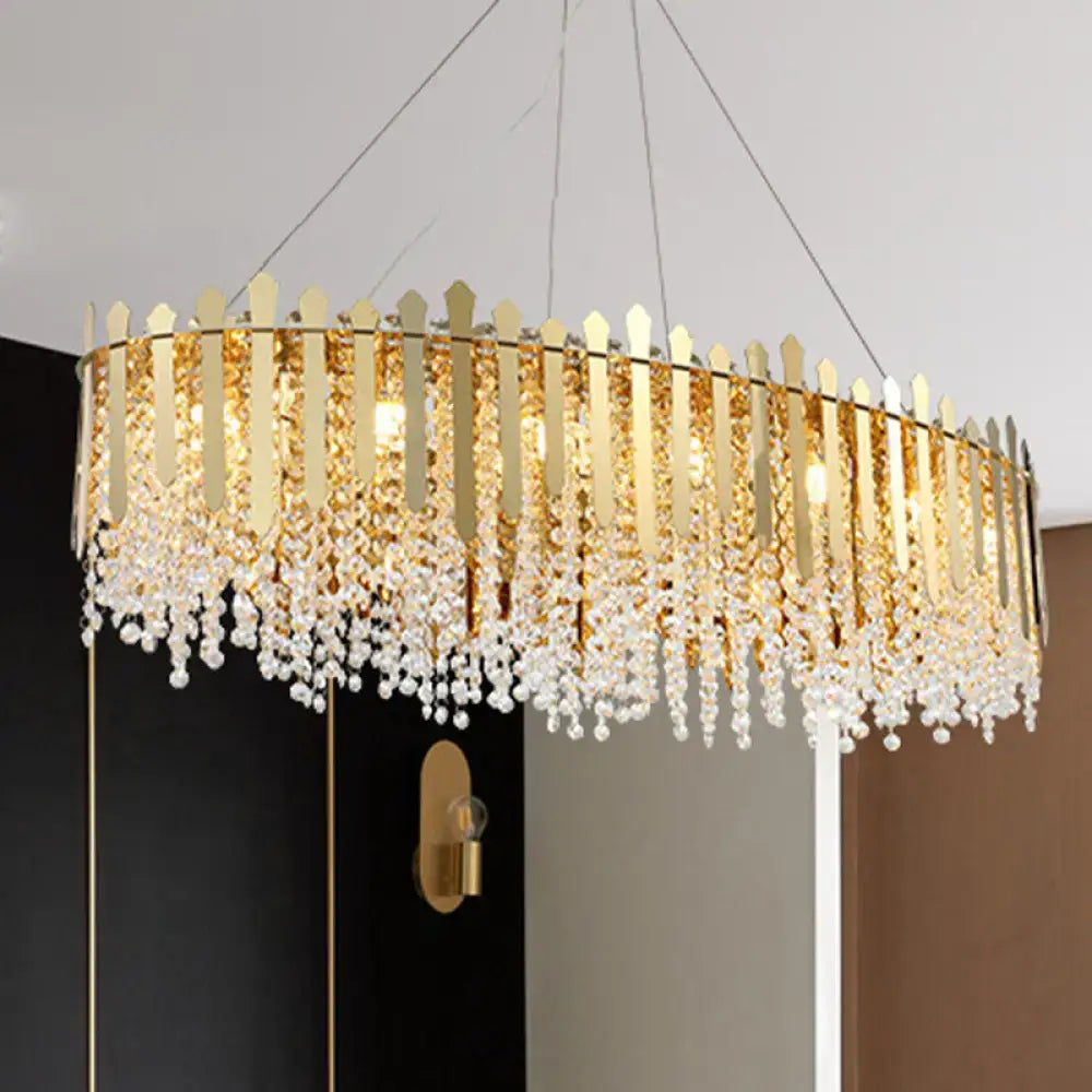 Gold Elliptical Crystal Bead Island Light