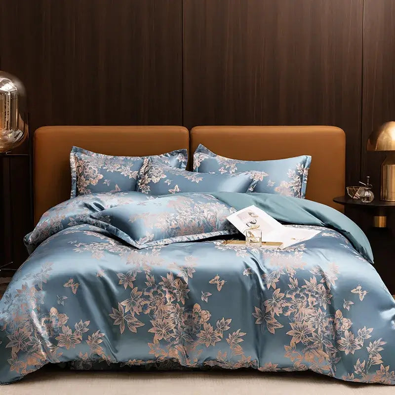 Teal Jacquard Satin Set