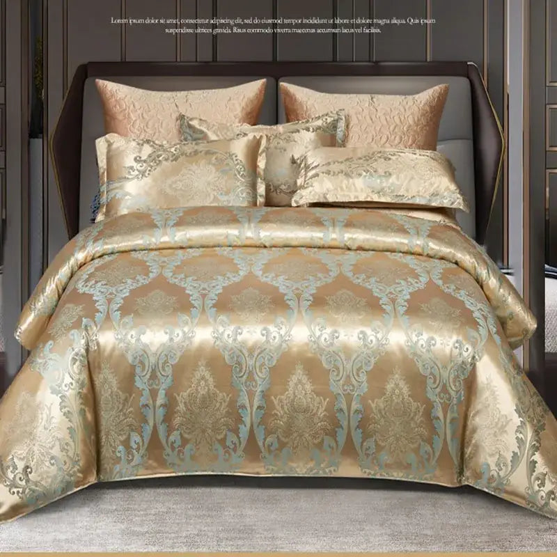 Teal Jacquard Satin Set