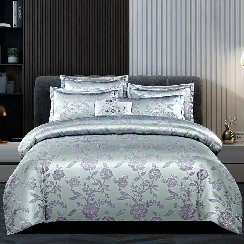 Teal Jacquard Satin Set