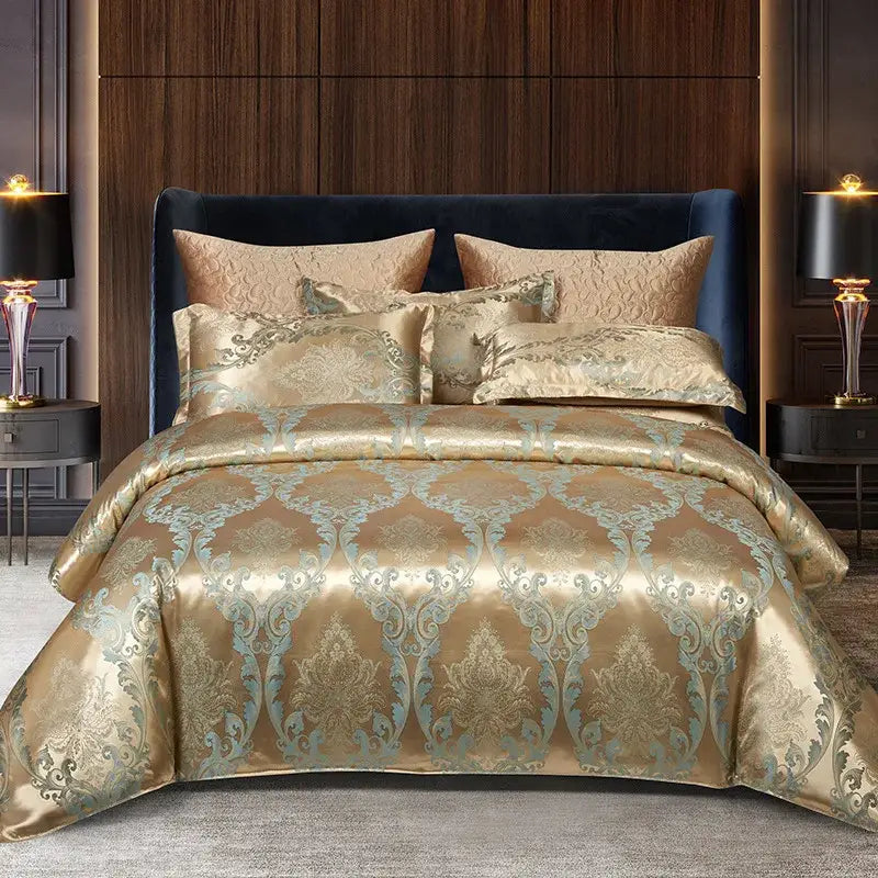 Teal Jacquard Satin Set