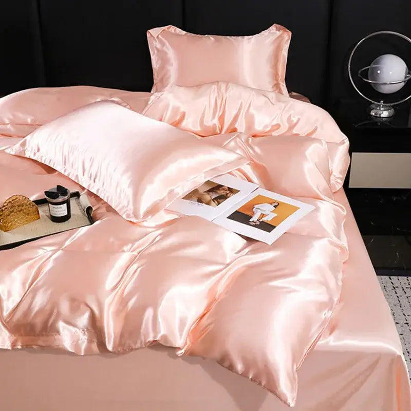 Peach Satin Duvet Set