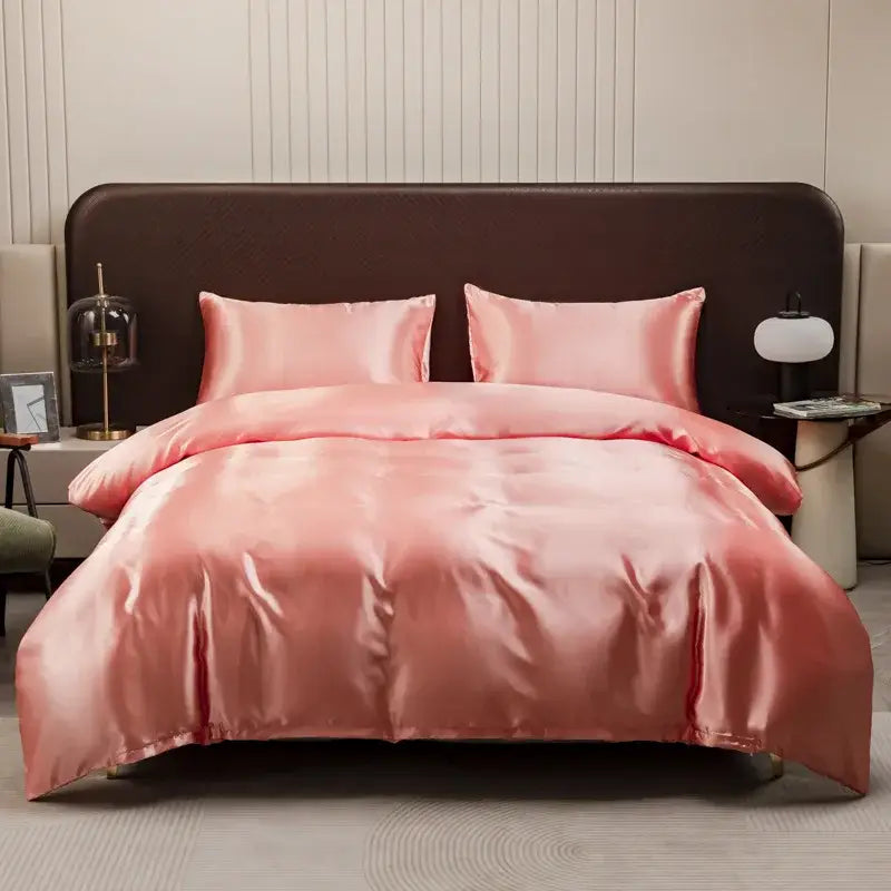 Peach Satin Duvet Set