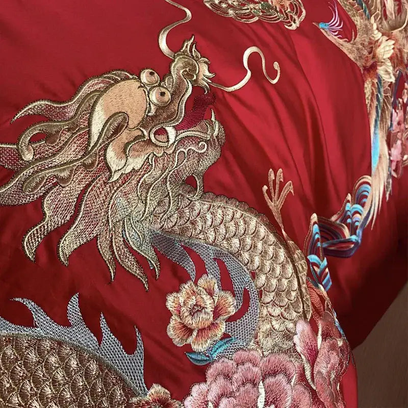 Red Gold Phoenix Bedding