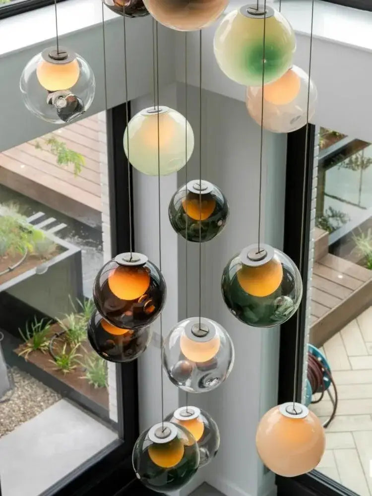 Amber Glass Sphere Dimmable Pendant Light