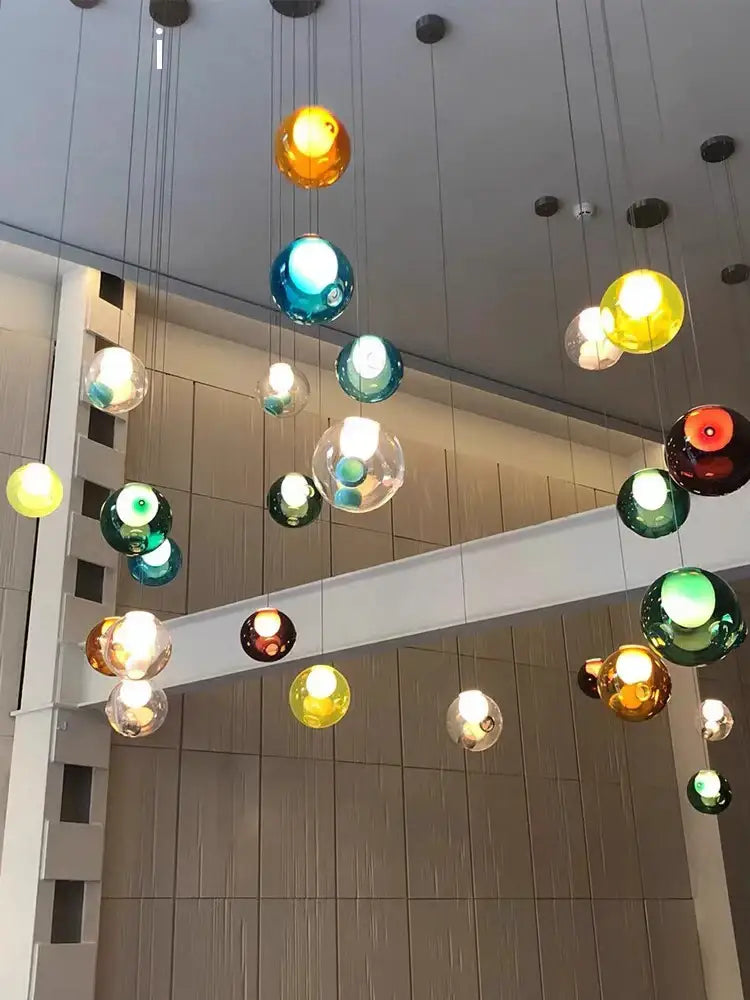 Amber Glass Sphere Dimmable Pendant Light