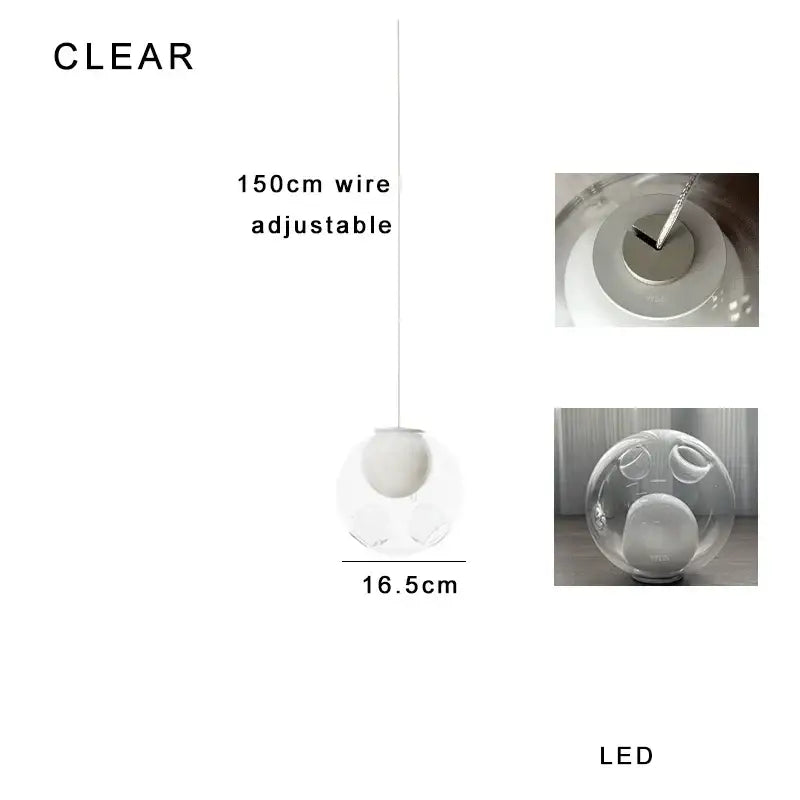 Amber Glass Sphere Dimmable Pendant Light