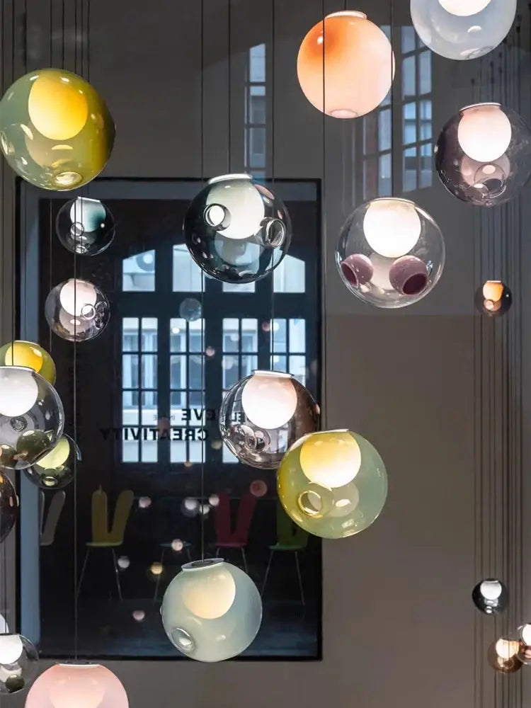 Amber Glass Sphere Dimmable Pendant Light