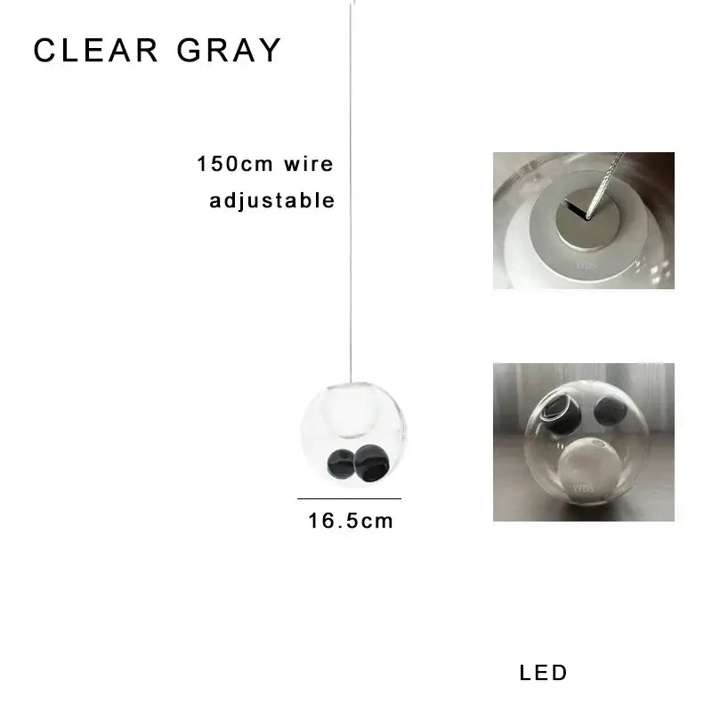 Amber Glass Sphere Dimmable Pendant Light