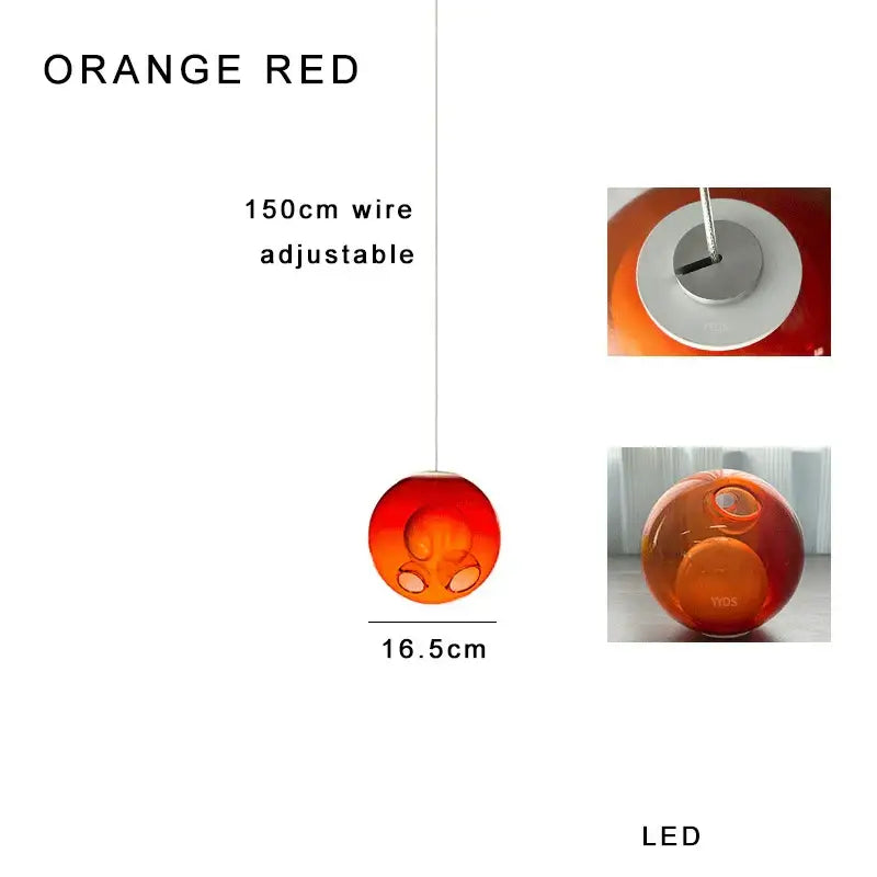 Amber Glass Sphere Dimmable Pendant Light