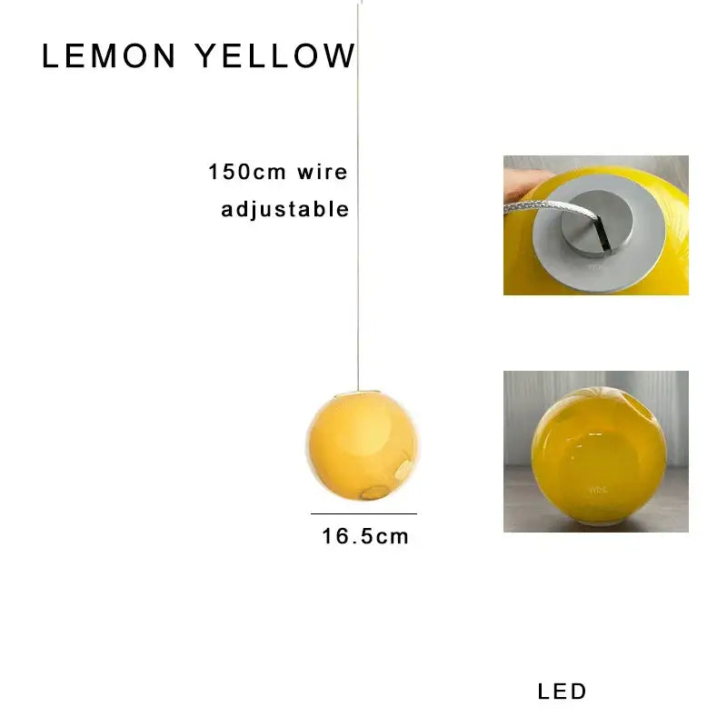 Amber Glass Sphere Dimmable Pendant Light