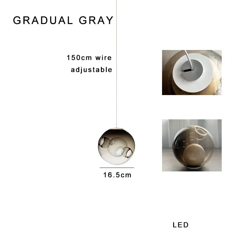 Amber Glass Sphere Dimmable Pendant Light