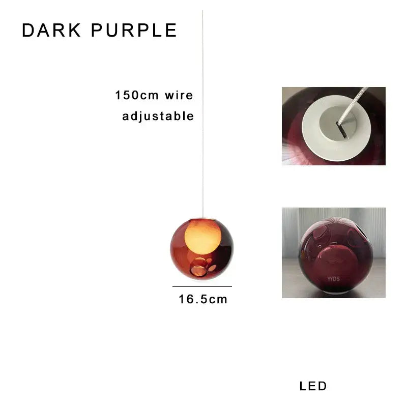 Amber Glass Sphere Dimmable Pendant Light