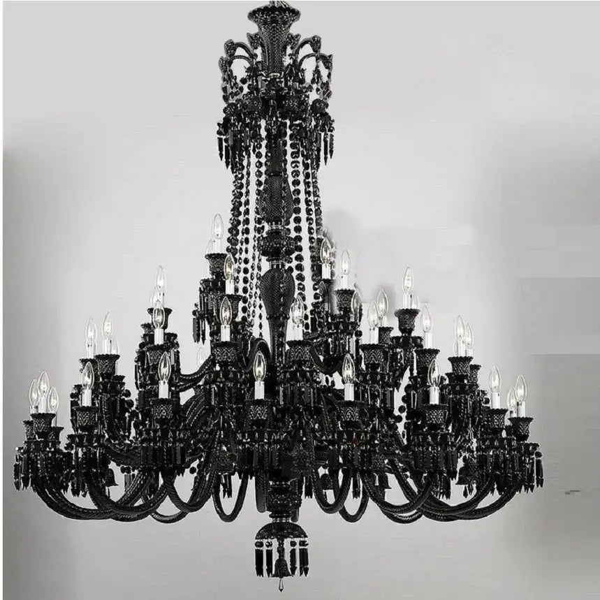 Black Crystal Candle Chandelier 18-Arm 4-Layer