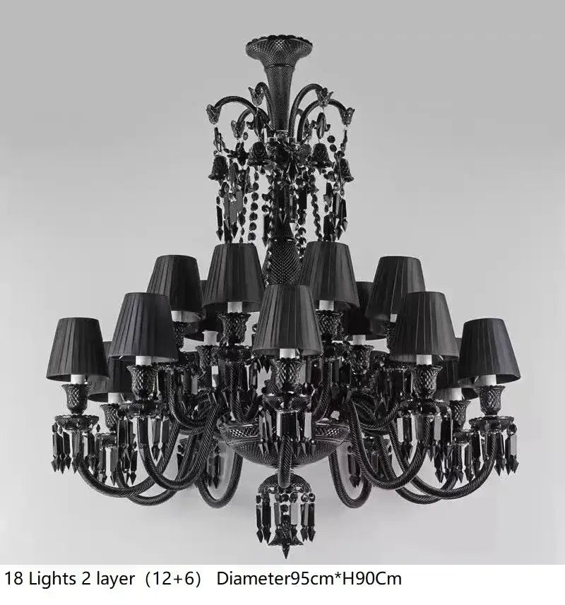 Black Crystal Candle Chandelier 18-Arm 4-Layer