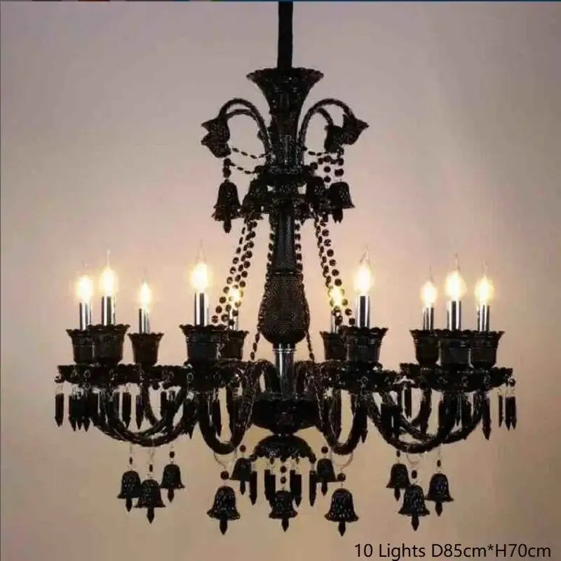 Black Crystal Candle Chandelier 18-Arm 4-Layer