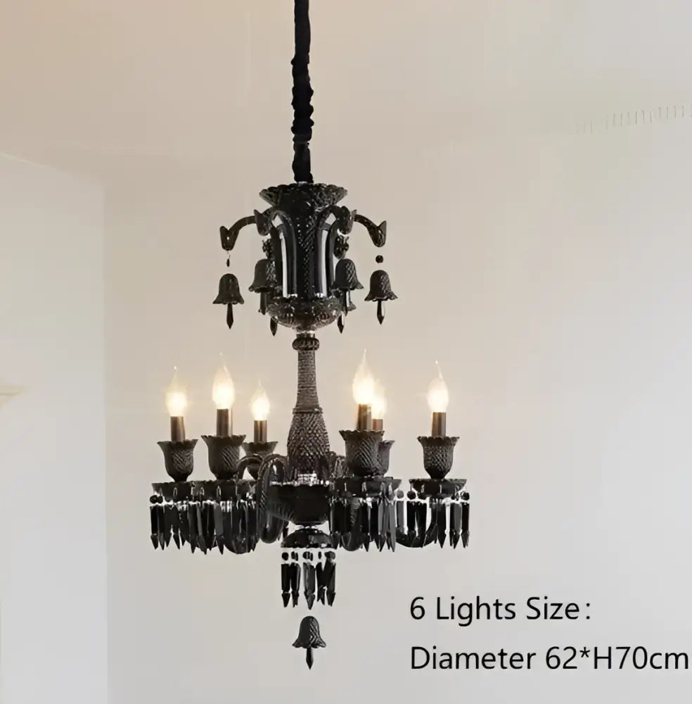 Black Crystal Candle Chandelier 18-Arm 4-Layer