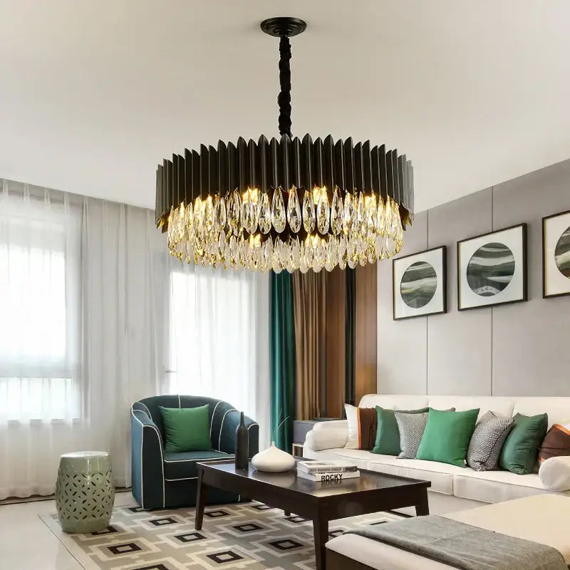Black Crystal Pendant Chandelier Nordic Design