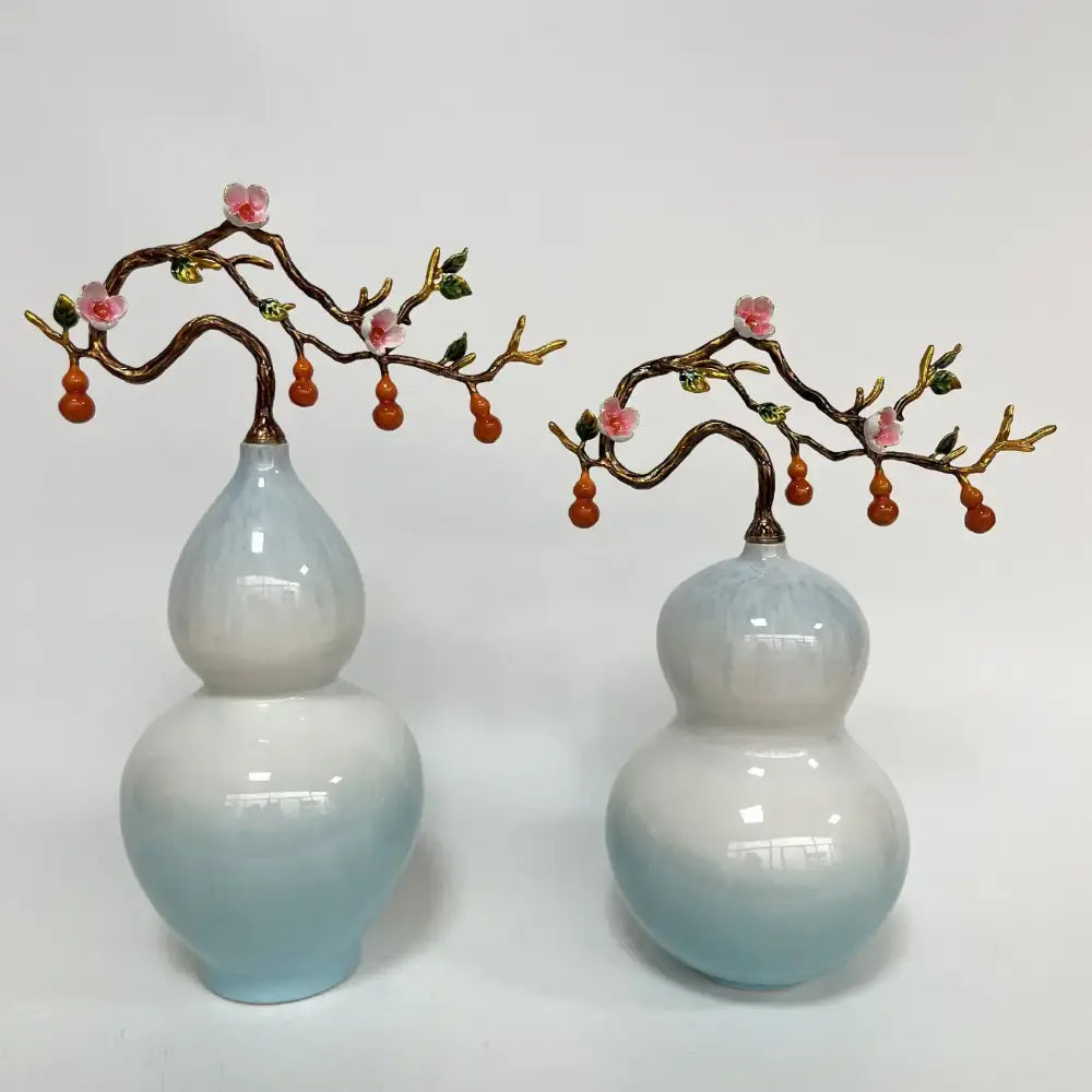 Blue Ceramic Gourd Vase Set