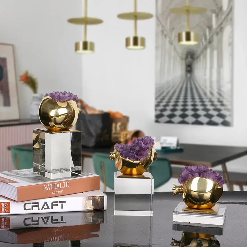 Purple Crystal Brass Ornament