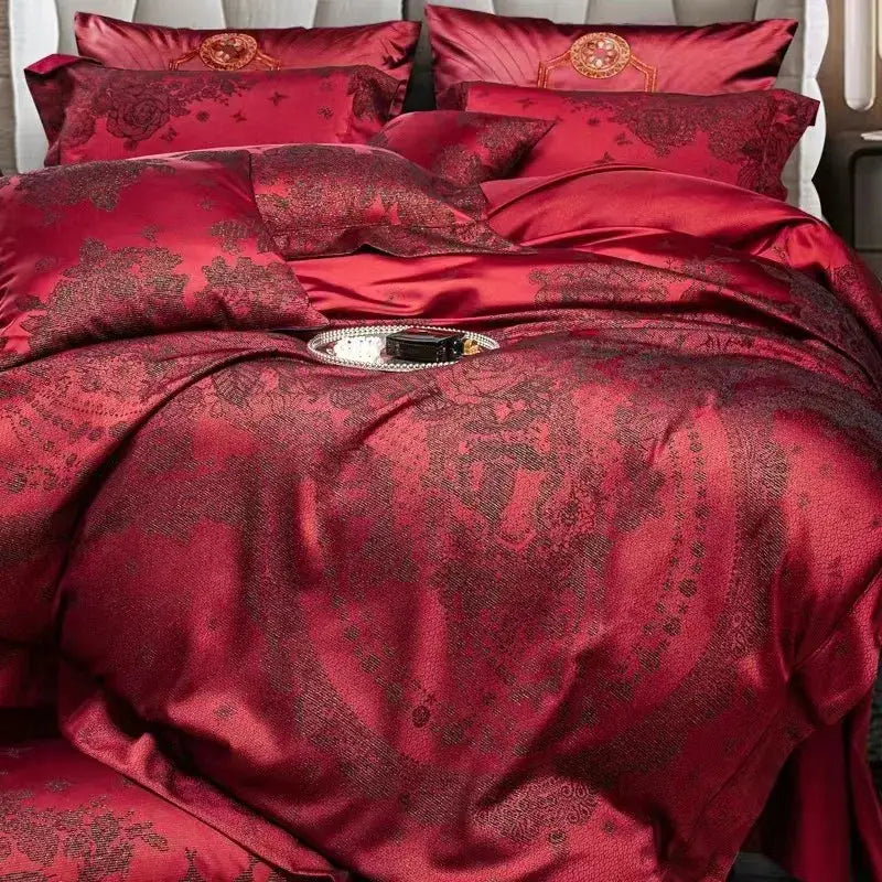 Burgundy Jacquard Cotton Set