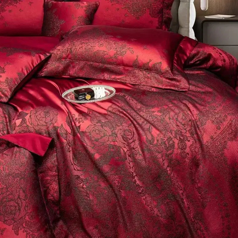 Burgundy Jacquard Cotton Set